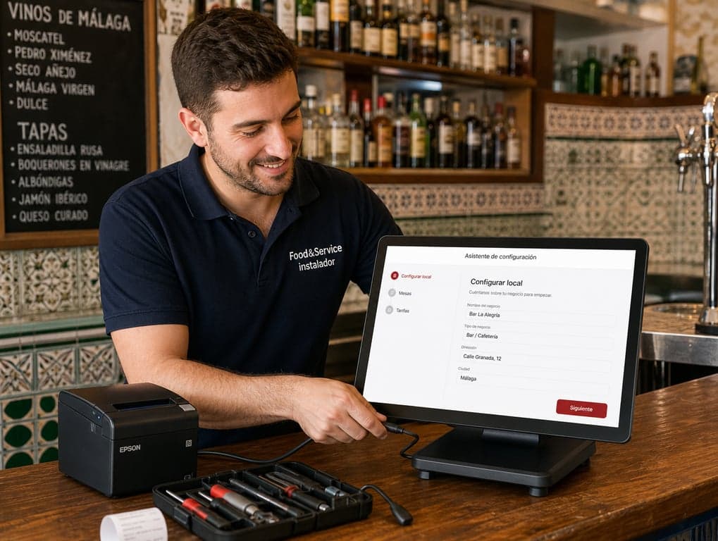 TPV de Food&Service en un bar de Málaga durante el proceso de configuración inicial